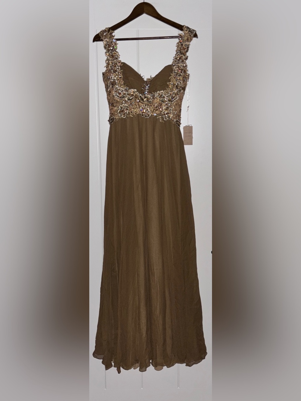 Mandalay Floral Gold Lace Beaded Maxi Dress‎ Women 6 NEW Elegant Dinner Parties